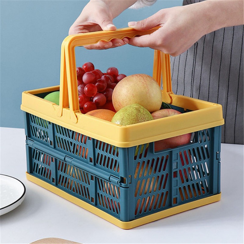 Giỏ nhựa đựng đồ mua sắm gấp gọn - Màu ngẫu nhiên
