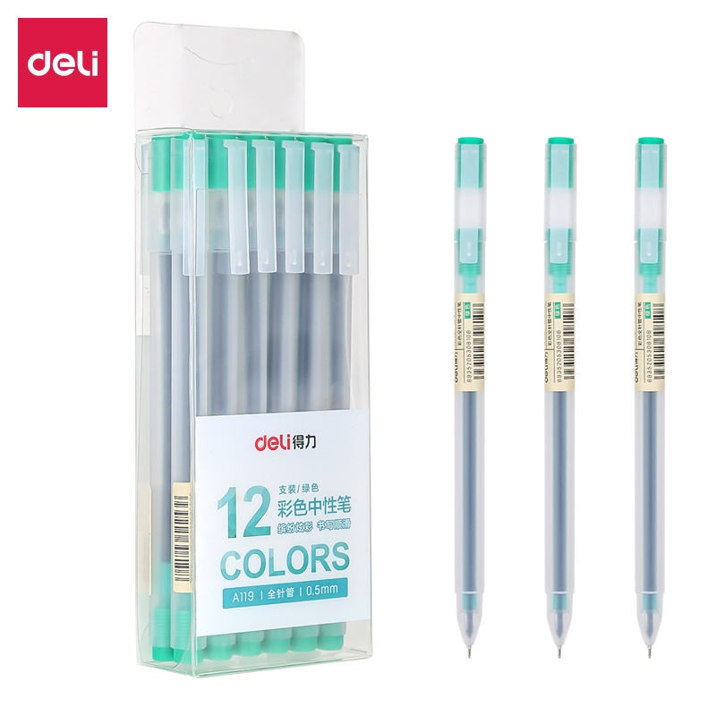 Hộp 12 cây bút nước - bút gel 0.5mm nhiều màu Deli - A119