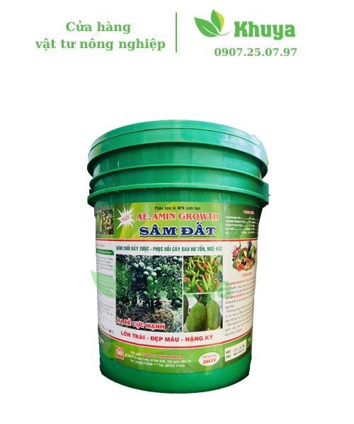 Phân bón NPK sinh học AE Sâm Đất Xanh lá 20 lít Đâm chồi - Phục hồi cây