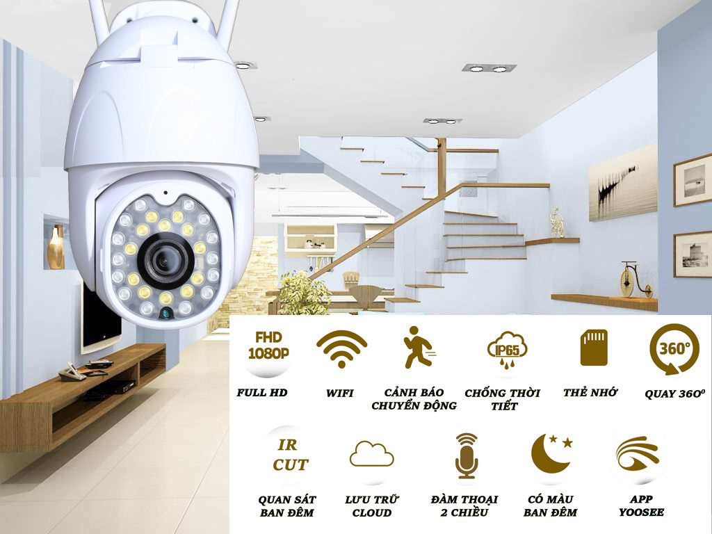 Camera ip Wifi Yoosee Ngoài Trời 26 Led Chuẩn 1080P, Mẫu mới 2021- Hàng Nhập Khẩu
