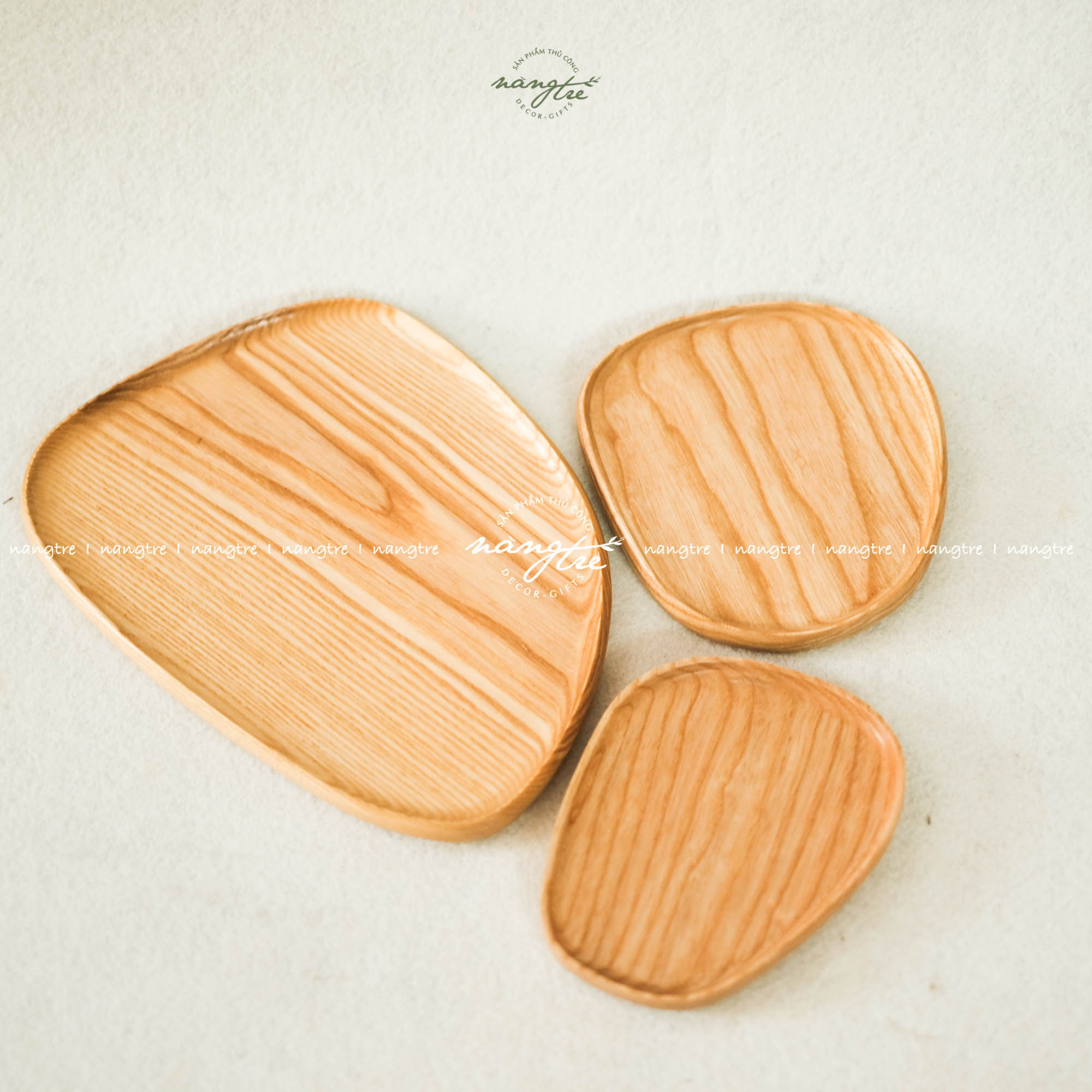 Bộ 3 khay gỗ lệch- khay gỗ decor