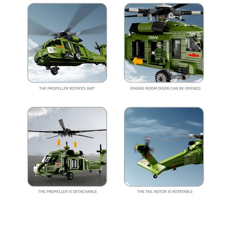 Đồ chơi Lắp ráp Máy bay quân sự Z-20, Gaomisi T3014 Attack Helicopter, Xếp hình thông minh, Mô hình máy bay