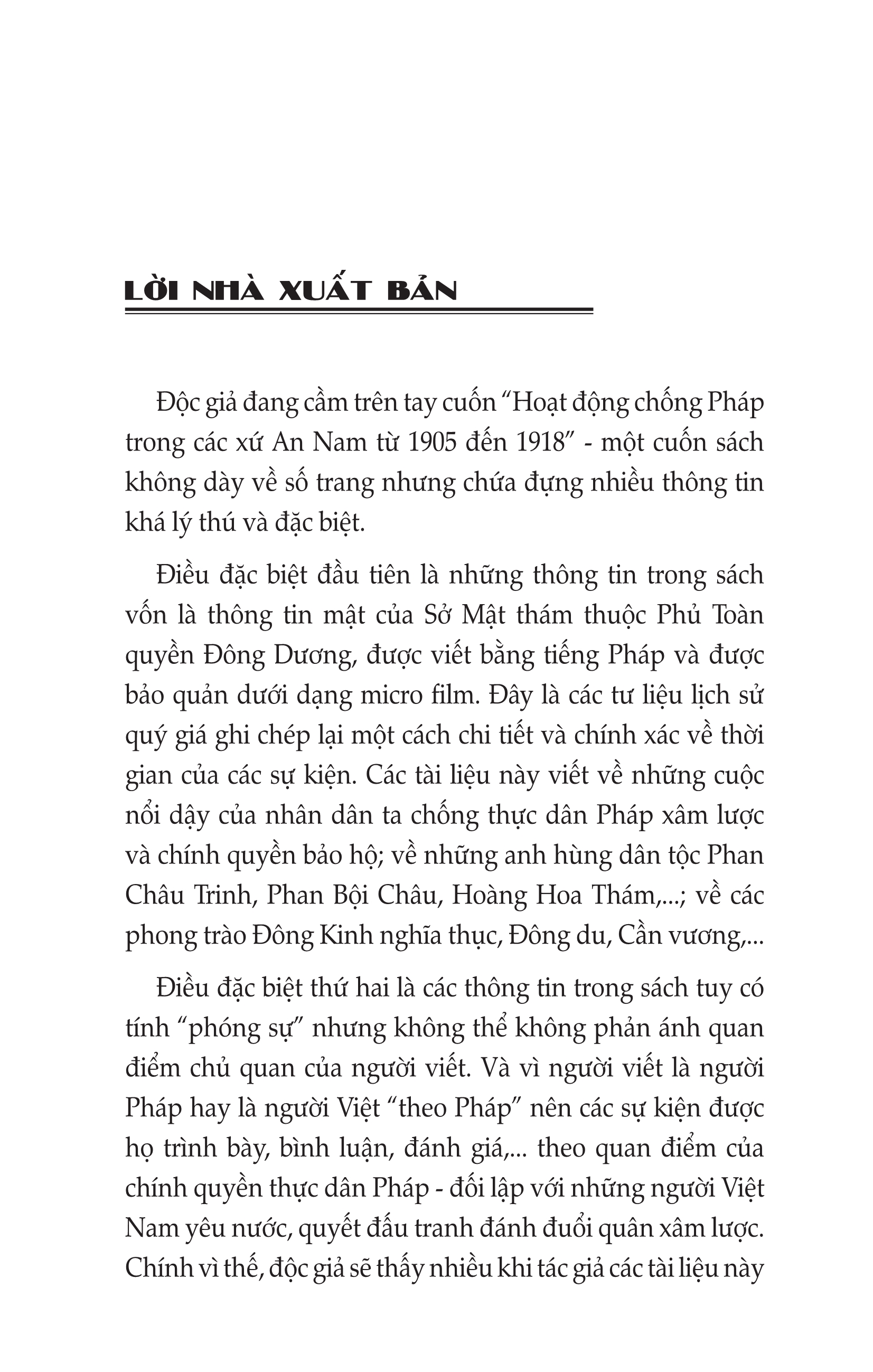 Hoạt Động Chống Pháp Trong Các Xứ An Nam Từ 1905 Đến 1918