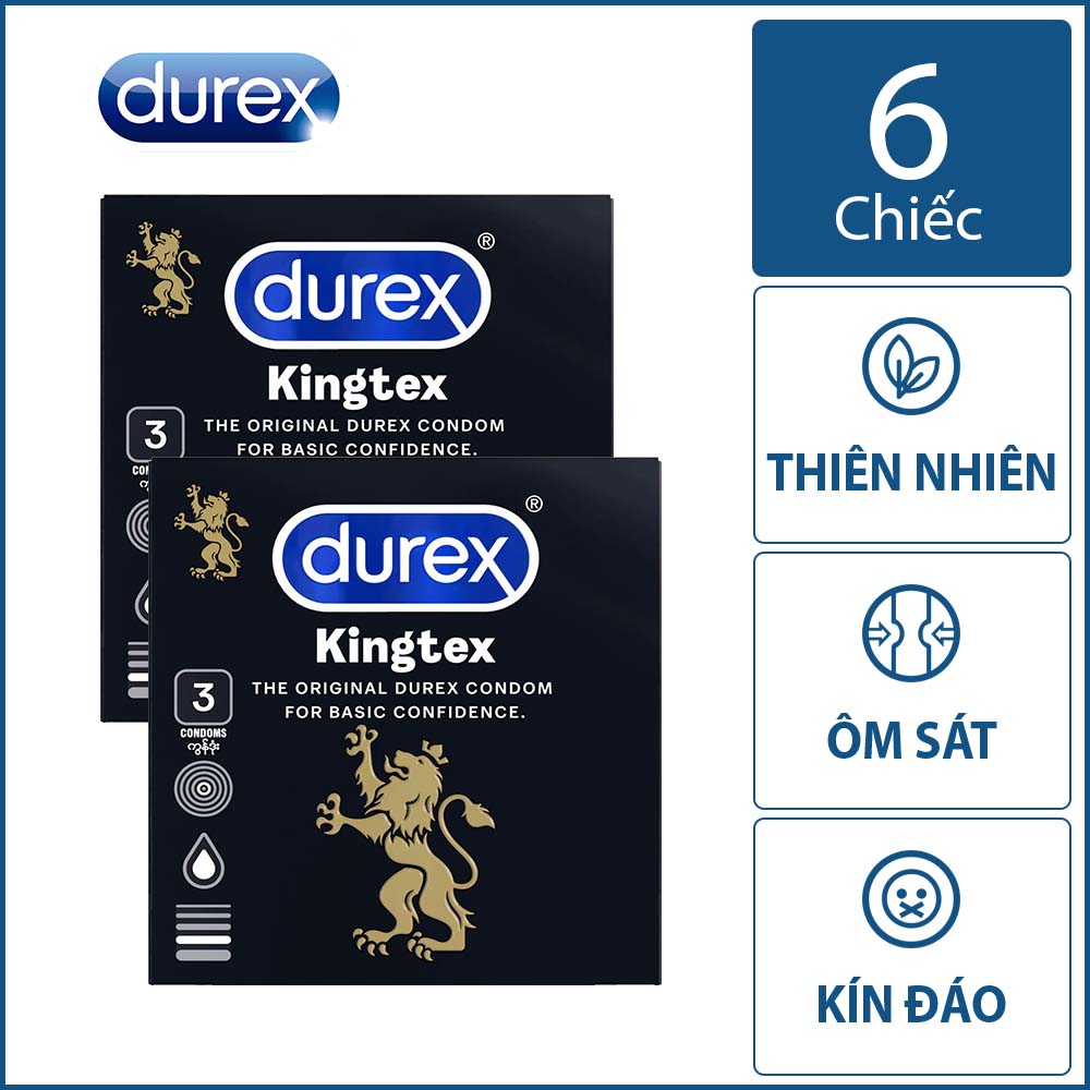 Bộ 2 Hộp Bao cao su Durex Kingtex (Bao bì mới) - 3 chiếc/ Hộp