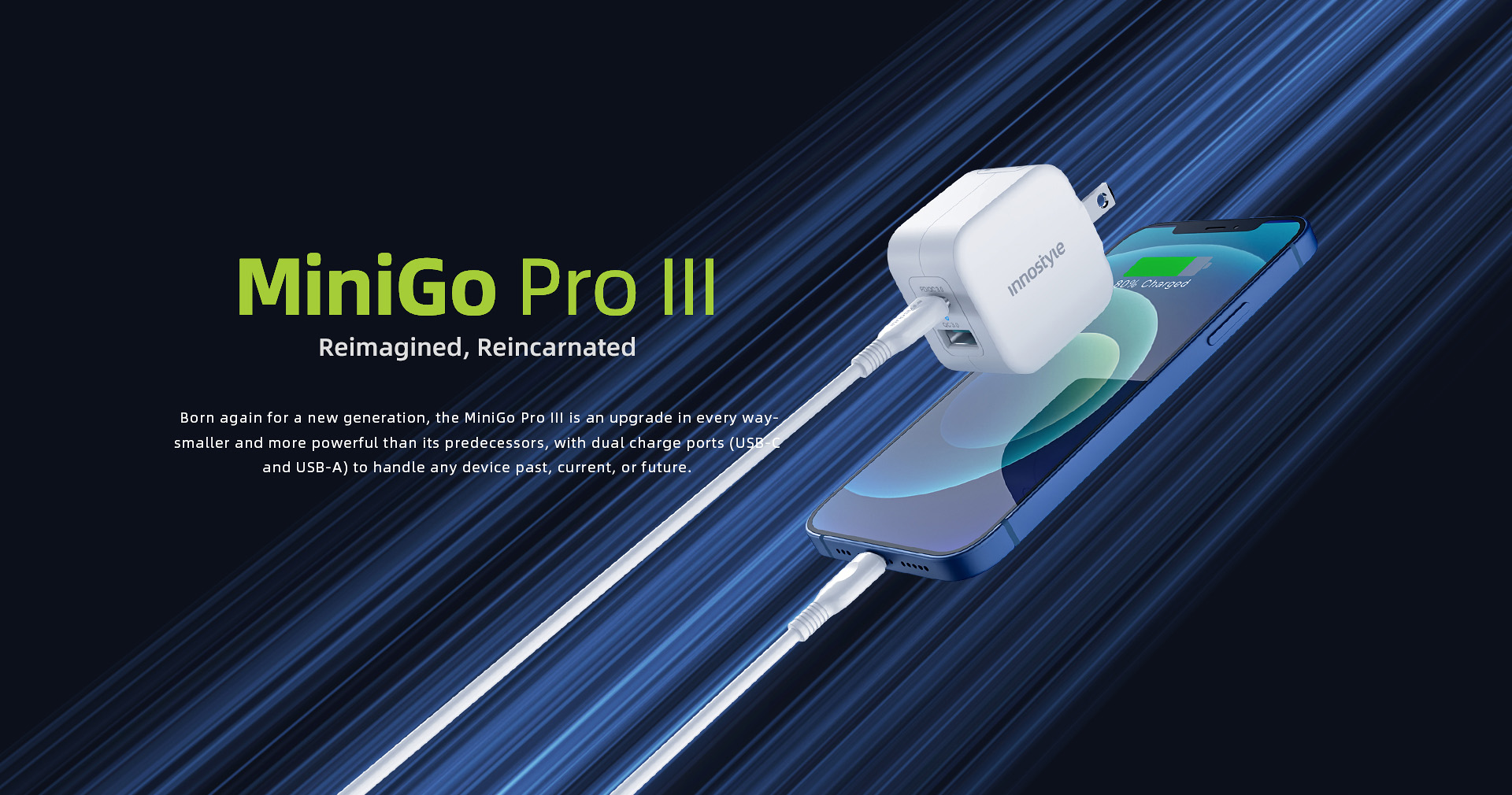 SẠC NHANH INNOSTYLE MINIGO PRO III DUAL PD/QC3.0 20W WHITE IC20-2PDWHI - HÀNG CHÍNH HÃNG