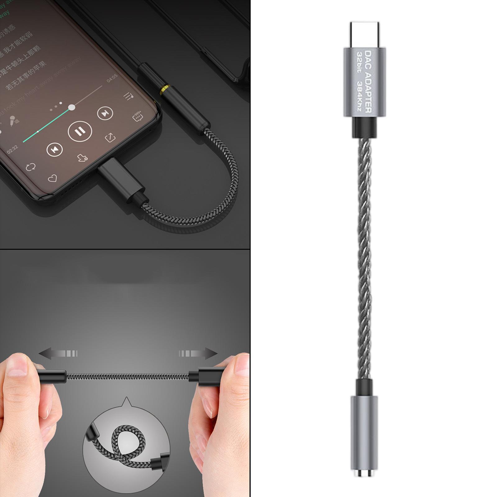 USB C to 3.5mm USB C to Mic Jack External Audio Adapter Grey