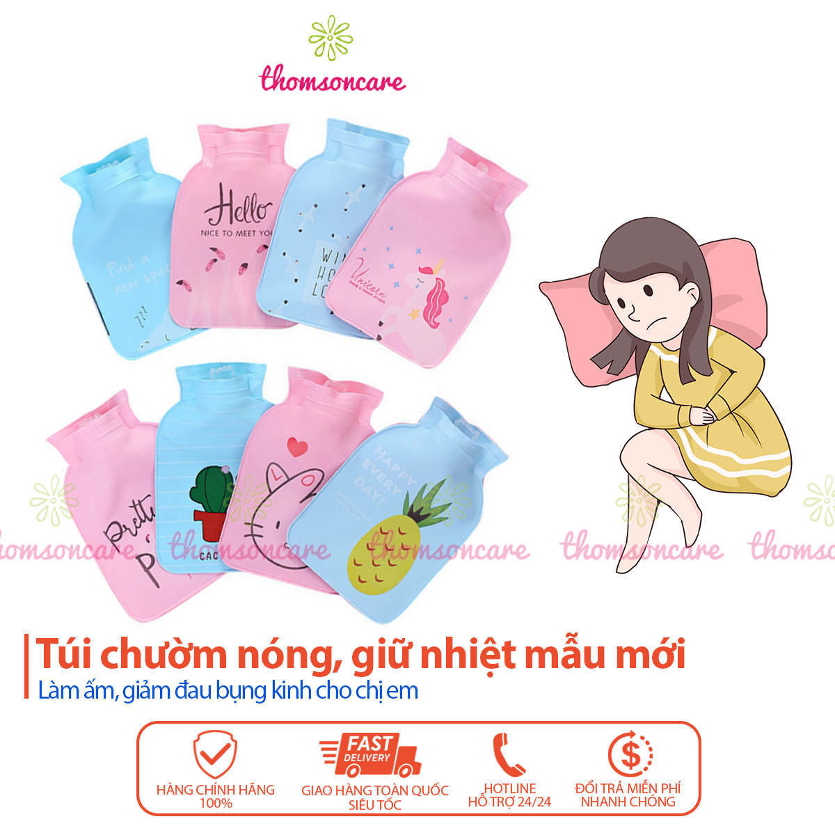 Túi chườm nóng, giảm đau bụng kinh, đau răng, giữ nhiệt ấm đa năng mini