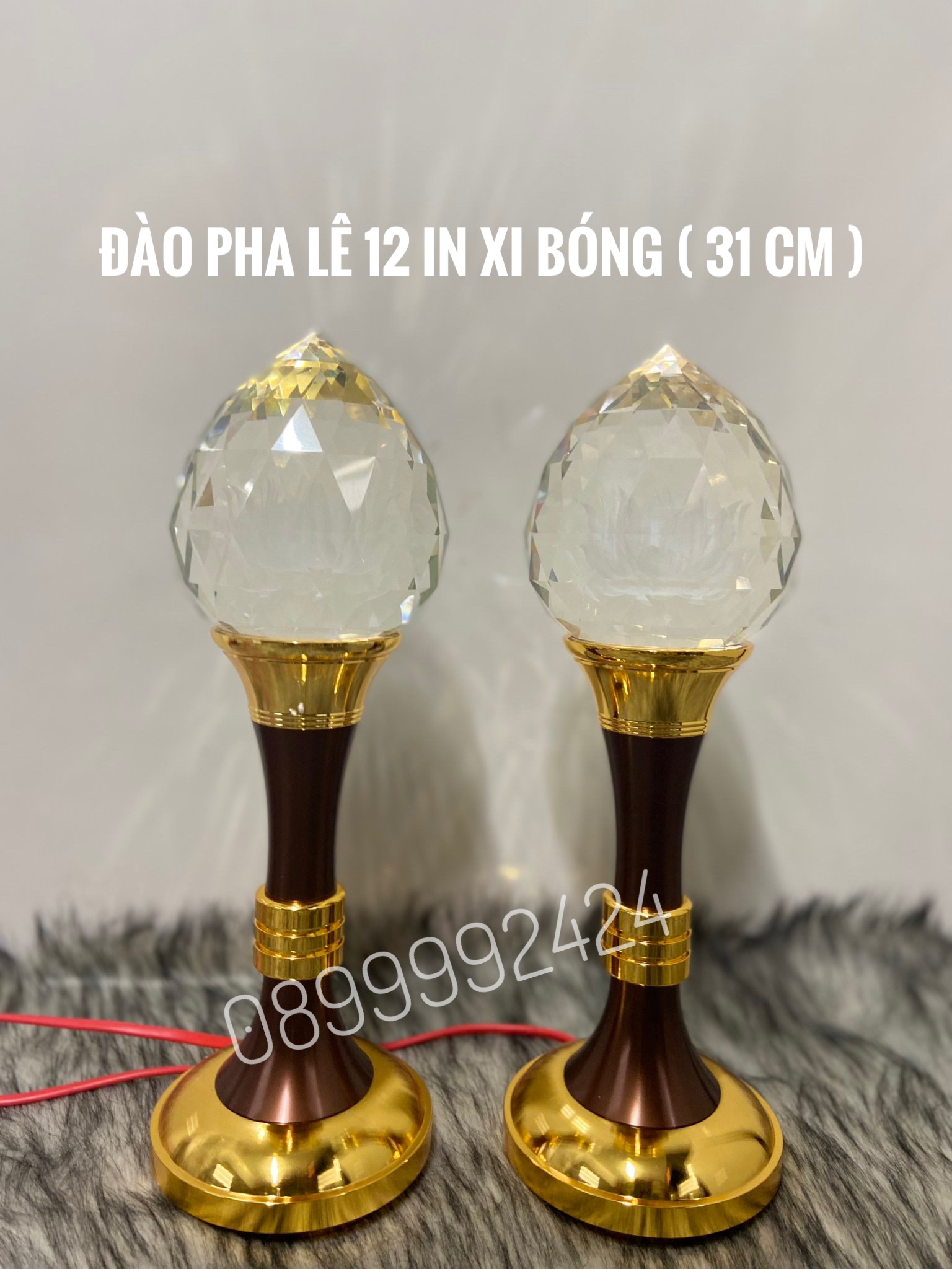 ĐÈN THỜ PHA LÊ CAO CẤP ĐÀO 12 IN XI BÓNG 1 CẶP
