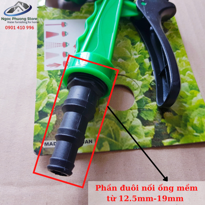 Vòi tưới cây đa năng 5 kiểu tưới, thân bằng nhựa ABS AQUAMATE ĐÀI LOAN - Mã W9108