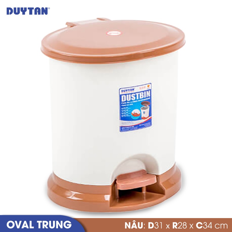 Thùng rác oval trung nhựa Duy Tân (31 x 28 x 34 cm) - 21875 - Giao màu ngẫu nhiên - Hàng chính hãng