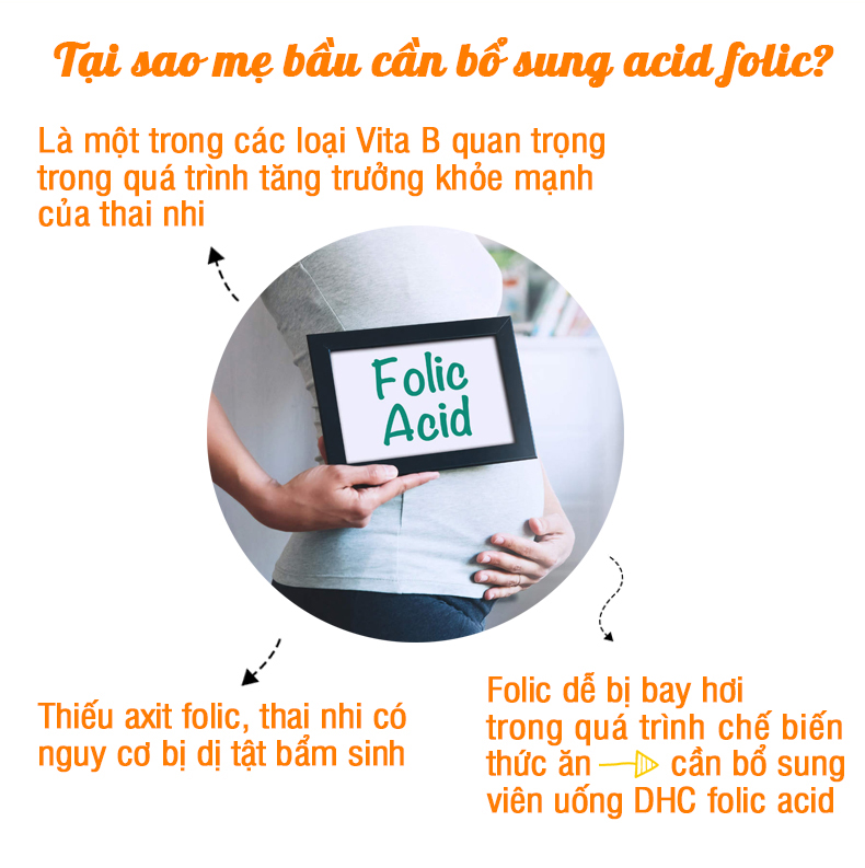 Viên uống Acid Folic DHC Nhật Bản dành cho bà bầu thực phẩm chức năng 30 ngày JN-DHC-FOL30