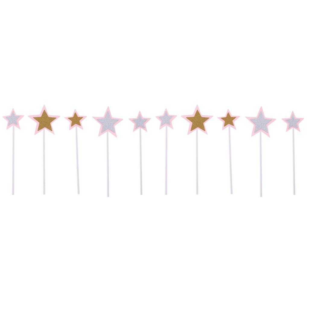 10 Pieces Star Cake Topper Party Dessert Cupcake Decoration