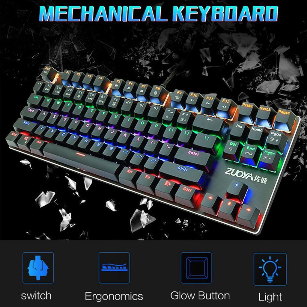 ZUOYA Gaming Mechanical Keyboard Wired Backlit 87Key