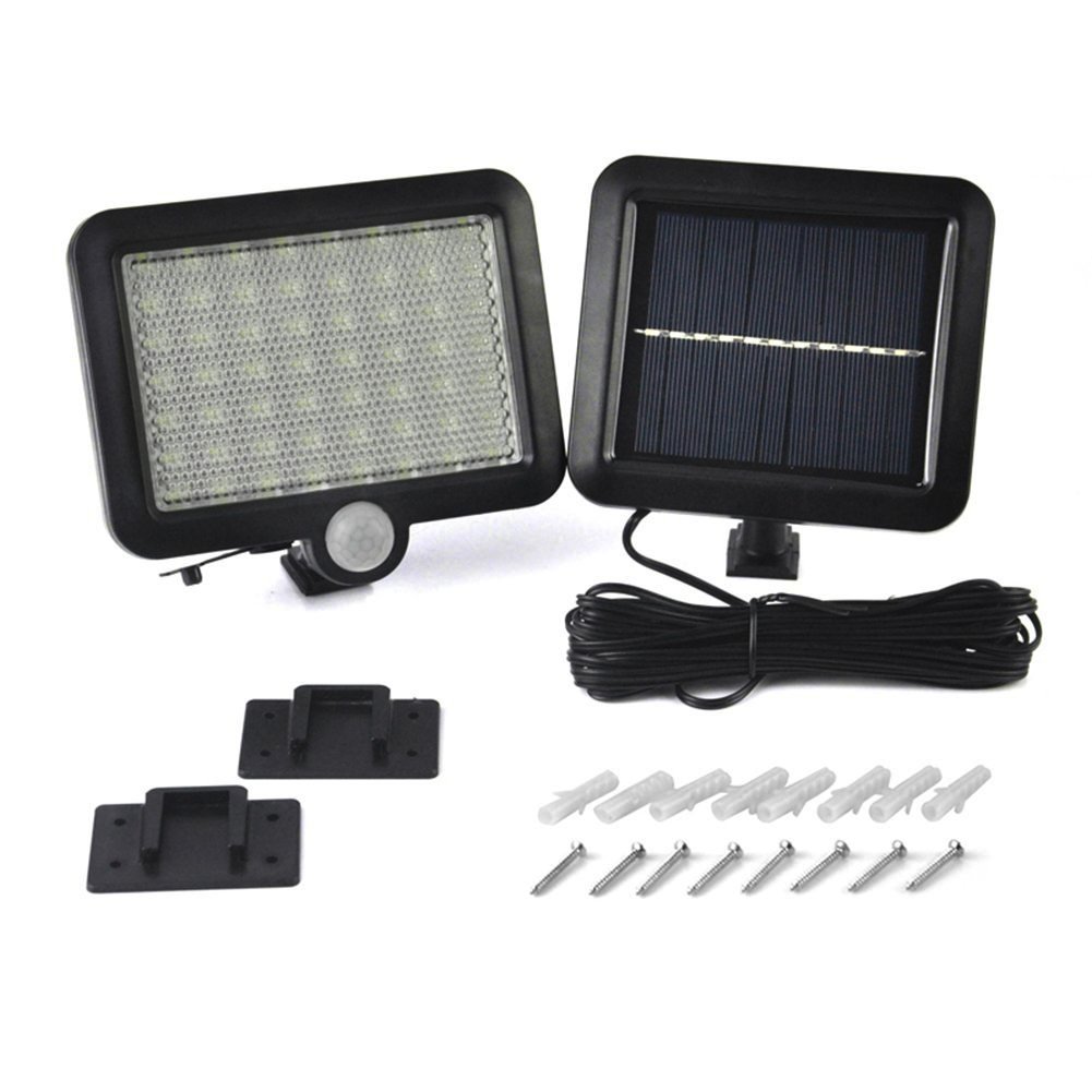 Đèn cảm biến hồng ngoại năng lượng mặt trời 56 Led sáng khi thấy người chuyển động (kèm cáp nối 5m )