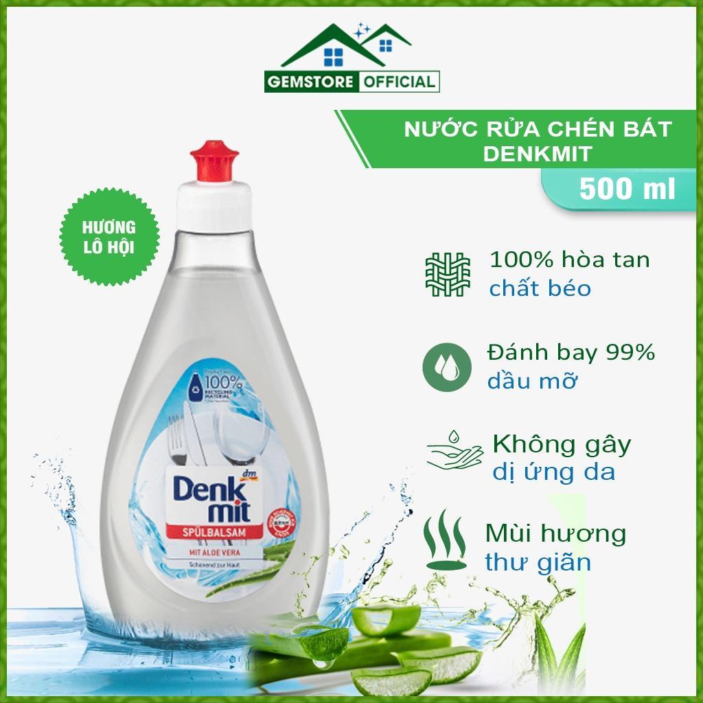 Nước Rửa Chén Bát Denkmit, Dung Dịch Rửa Chén Bát, Dung Tích 500ml, Hương Lô Hội, An Toàn, Hiệu Quả, Nhập Đức