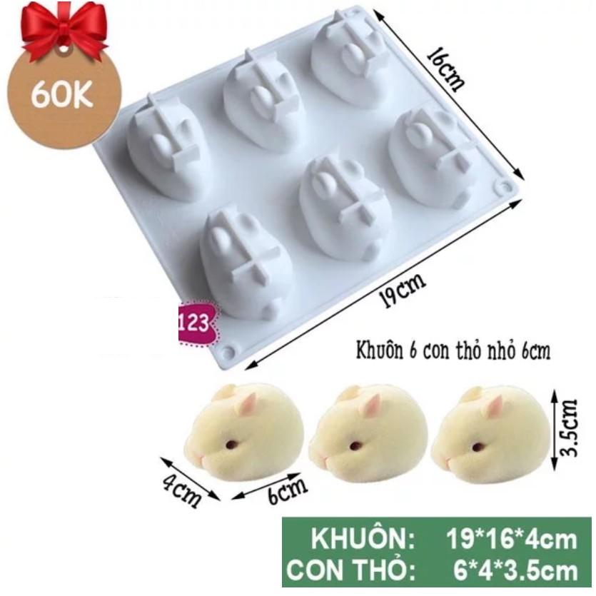 Khuôn silicon hình 6 chú thỏ con xinh xắn