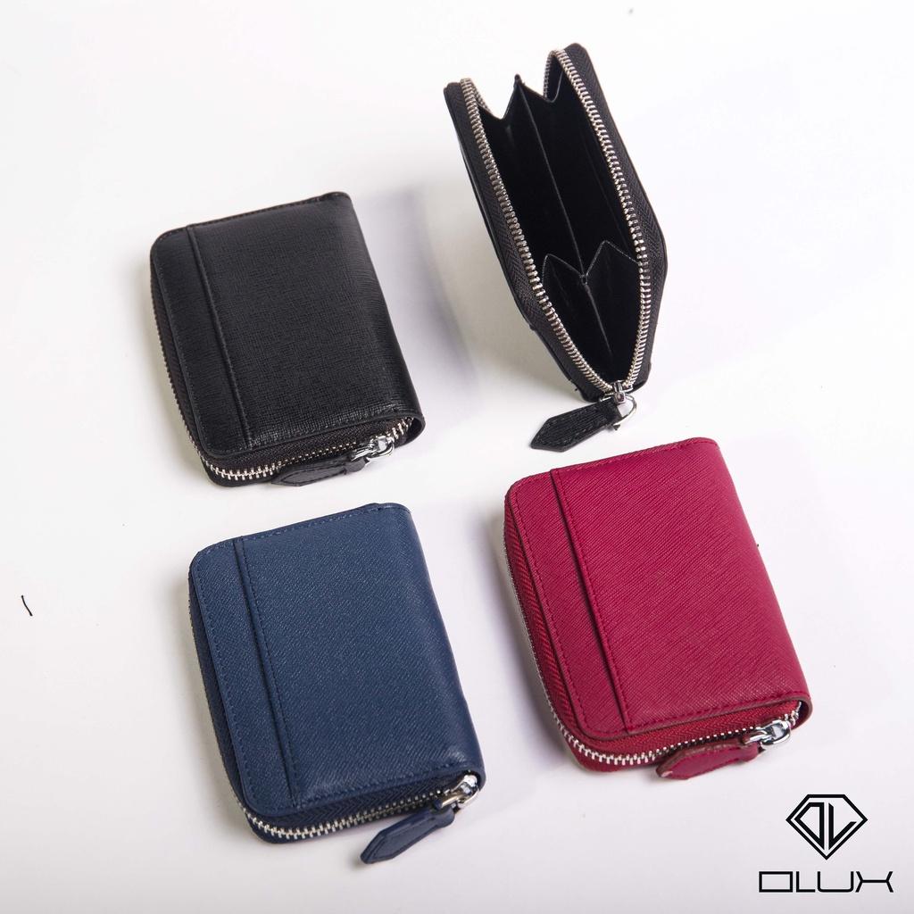 Ví da dây kéo đa năng uinex công sở,ví zip mini Olux