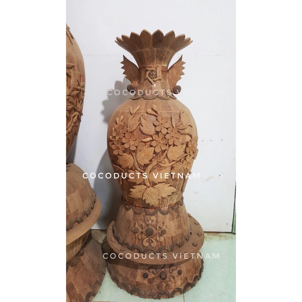 - Bình hoa ghép gỗ dừa thô loại lớn