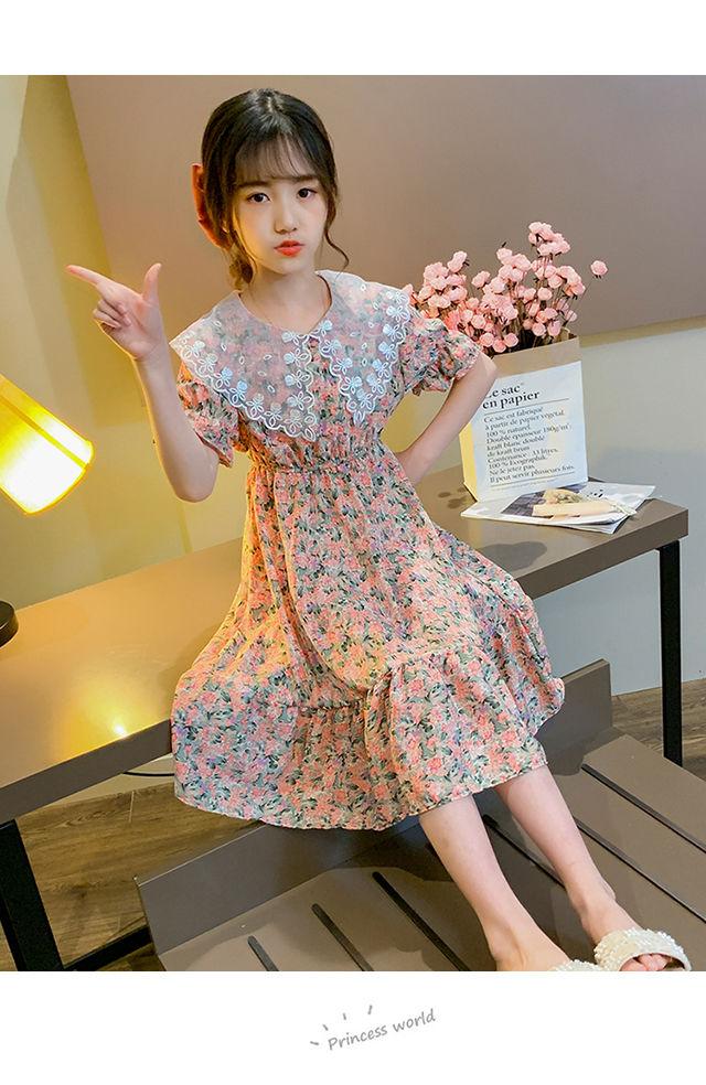 DONGSHOP HOT Cô gái ăn mặc mùa hè trang phục mùa hè 2022 tây váy công chúa cô gái hoa đầm đầm chiffon váy mùa hè
