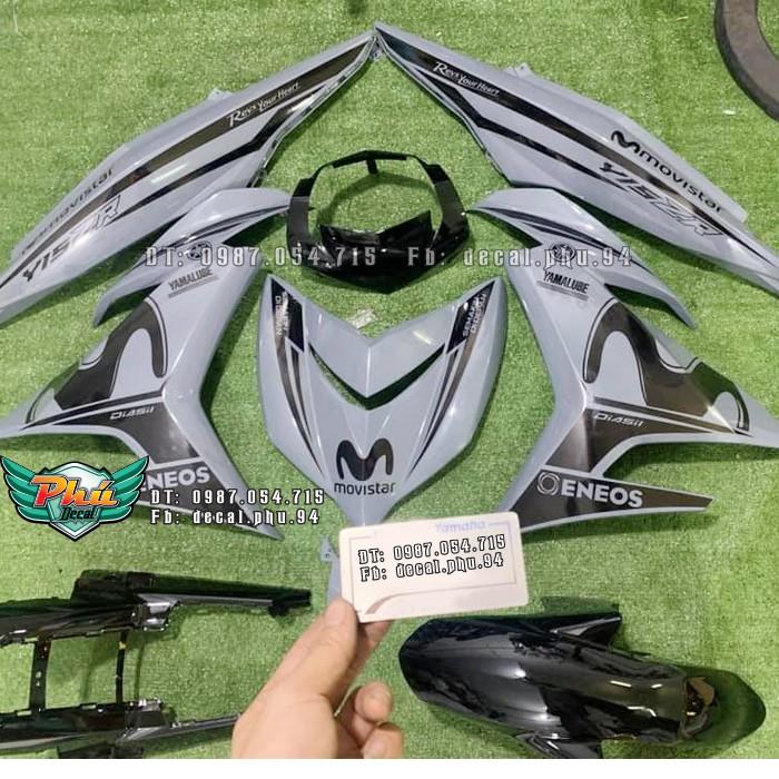 Tem rời Exciter 150 Movistar trong dán xe xi măng, trắng, bạc