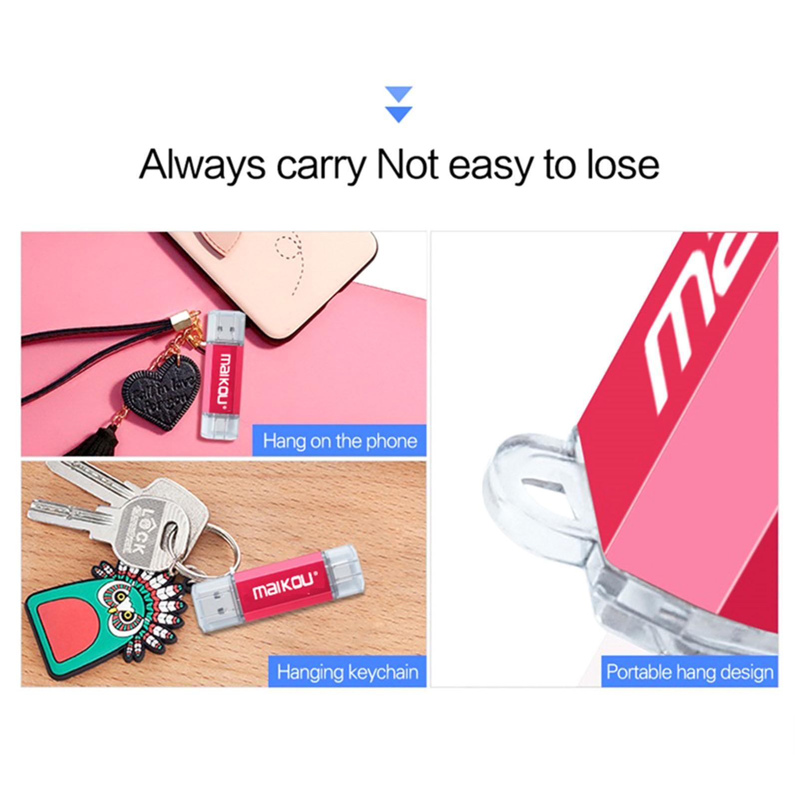 64GB USB 3.0 3-in-1 Type-C Flash Drive And Micro USB Flash Drive for IOS / Android PC Pink