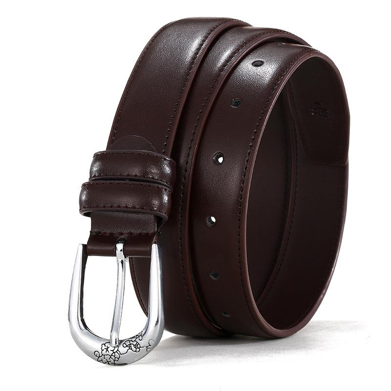 Pin-và-khóa in hình nữ trang trí Dây Da Thắt lưng nữ da thật Giày rộng dây trên cả hai bên