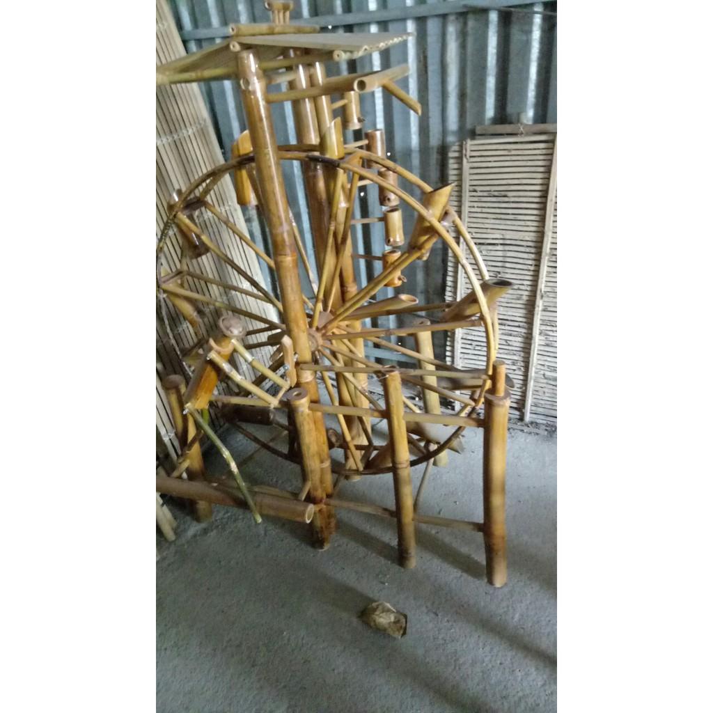 Thác nước phong thủy bằng tre ,Guồng quay nước tiểu cảnh mini cho hồ cá