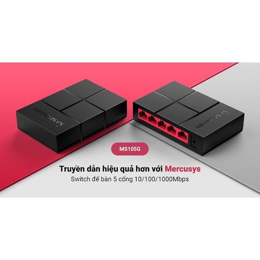 Bộ chia mạng tín hiệu 5 cổng switch 5 port 10/100/1000Mbps Mercusys MS105G - Hàng chính hãng