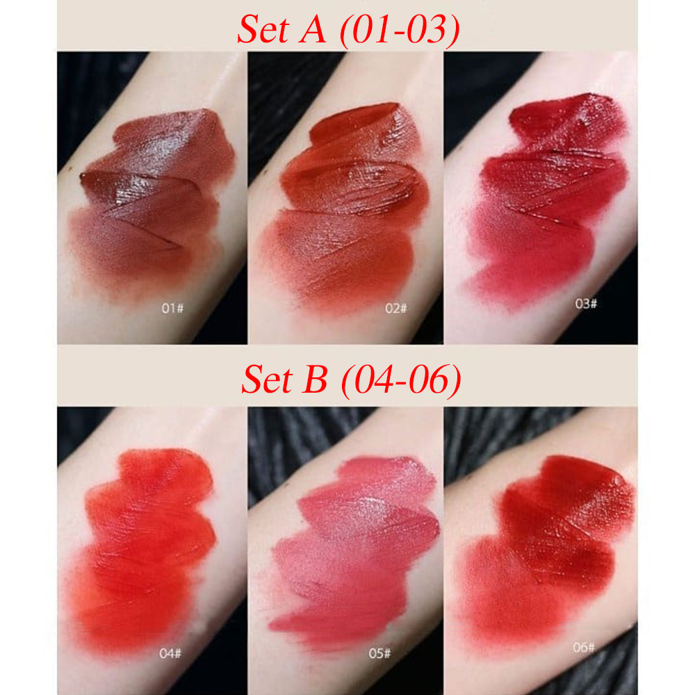 Son Kem Lì HERORANGE Siêu Xinh Mềm - Mịn Mượt - Lâu Trôi - An Toàn Fluffy Lip Glaze SET 3 Cây - Set A &amp; B - Hàng AUTH