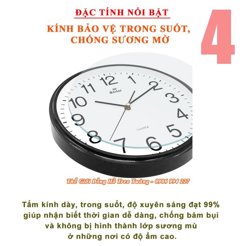 Đồng Hồ Treo Tường EASTAR Cao Cấp Tròn – Số Dập Nổi Máy KIM TRÔI – Bảo Hành 2 Năm – Tặng Pin Maxell