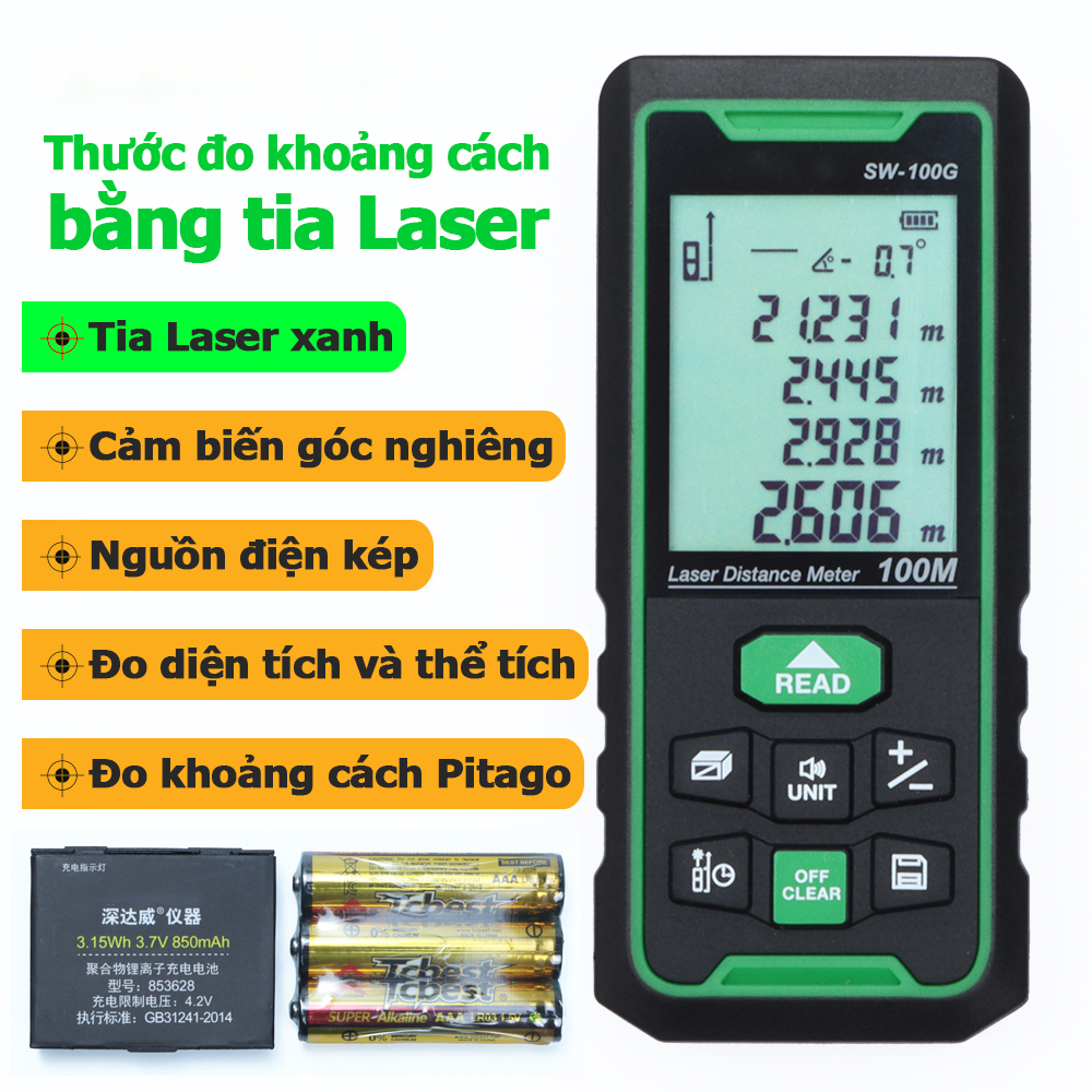 Thước đo khoảng cách tia Laser Xanh 50G 70G 100G