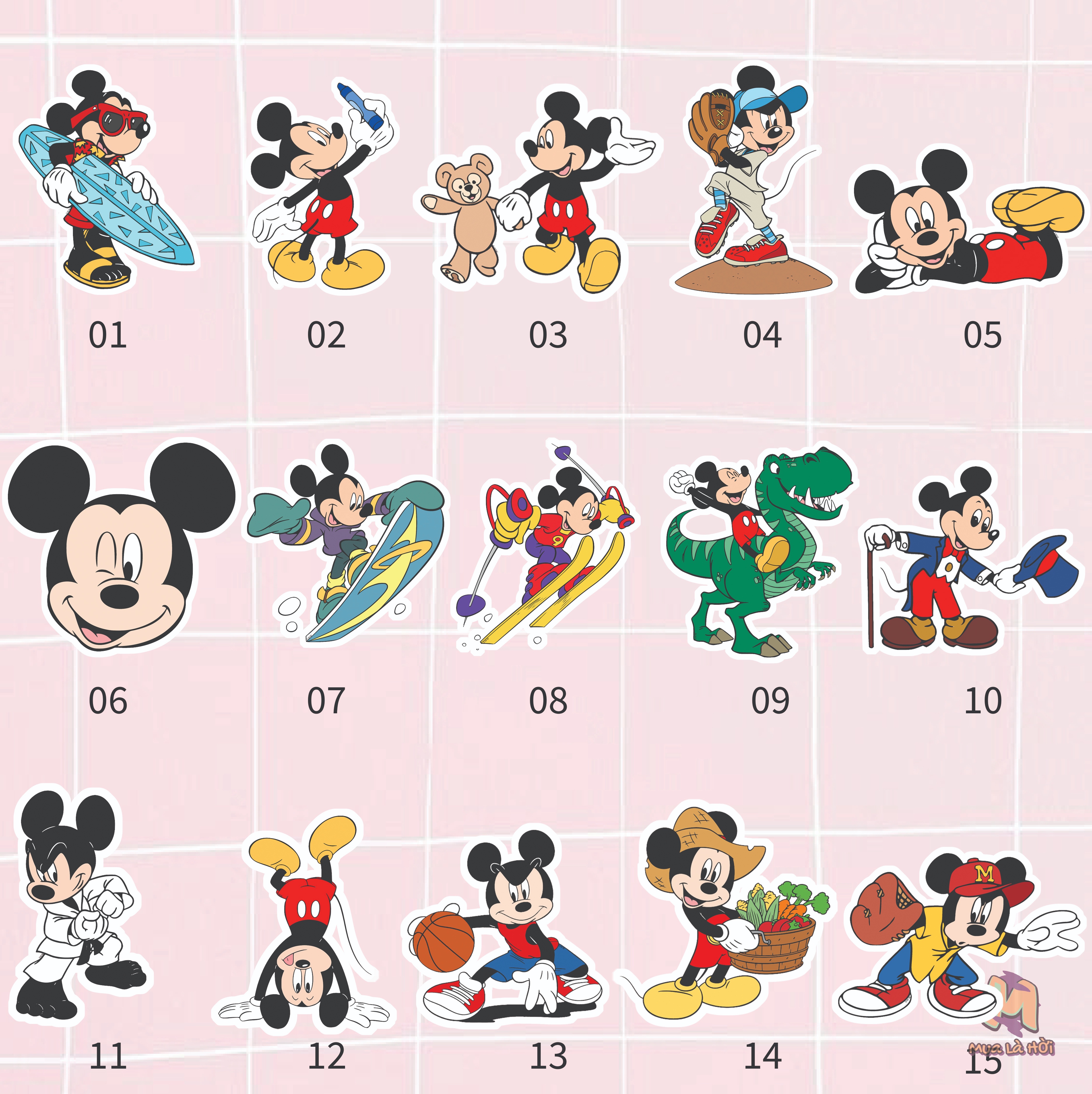 Miếng dán Stickers chủ đề Chuột Mickey & Chuột Minnie