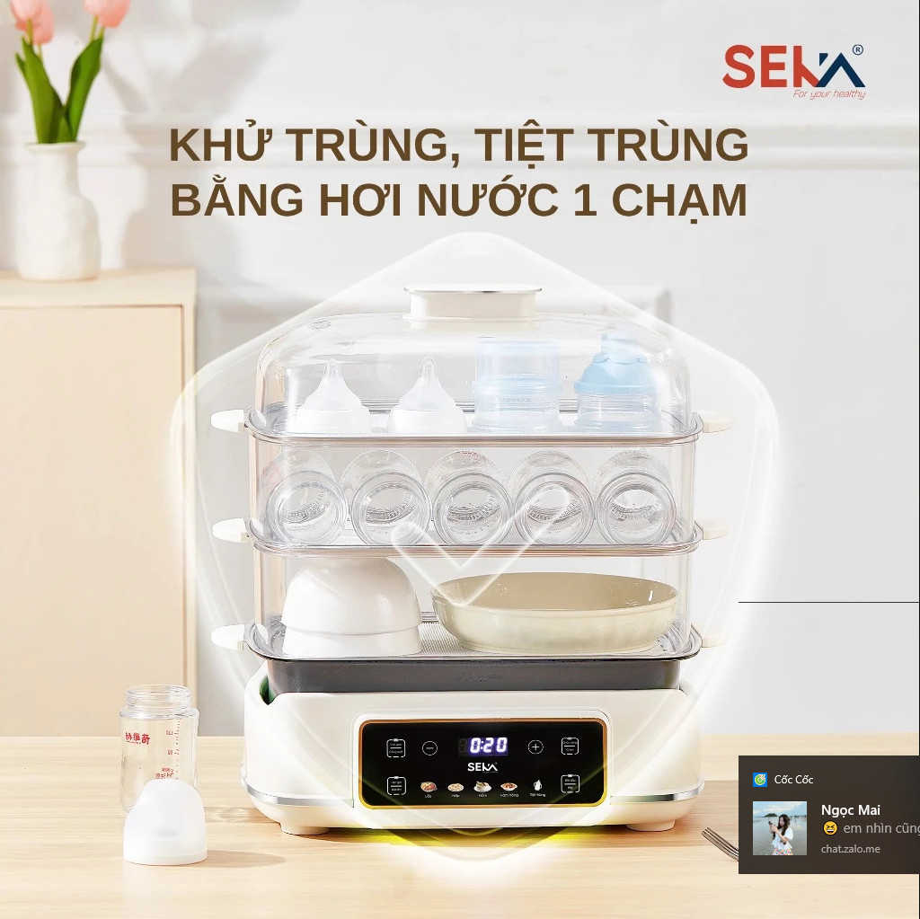 (HOT NEW) Nồi Lẩu Hấp 4 Tầng 24L SEKA SK6620 - 1500W Đa Năng 4 in 1 Hấp, Lẩu, Khử Trùng, Tiệt Trùng - Hàng Chính Hãng Bảo Hành 2 Năm