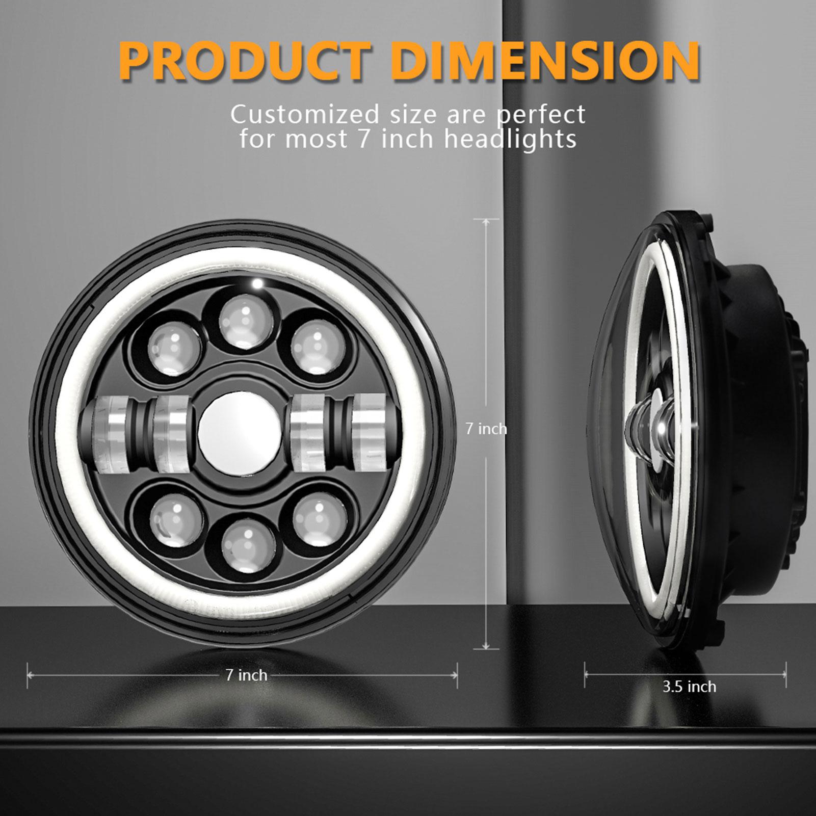 2Pcs 7 inch Car Motorcycle LED Headlight with DRL/Turn Signal/Low Beam/High Beam 7'' Round Headlight IP67 Waterproof