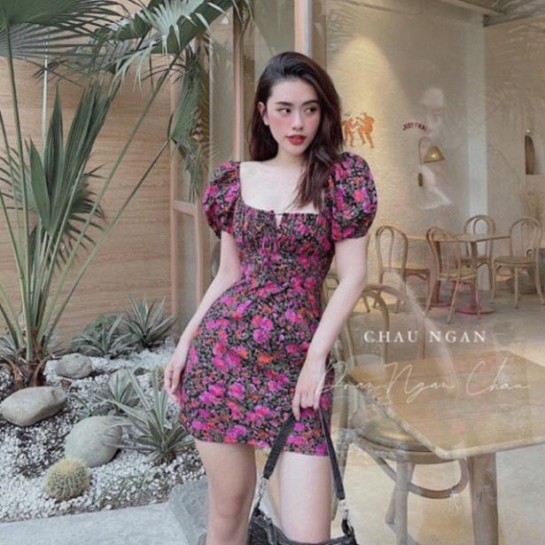 Váy Hoa Hồng Body Cổ Vuông, Đầm Hoa Dáng Ôm Siêu Xinh Có Ảnh Thật Kèm Video ! *