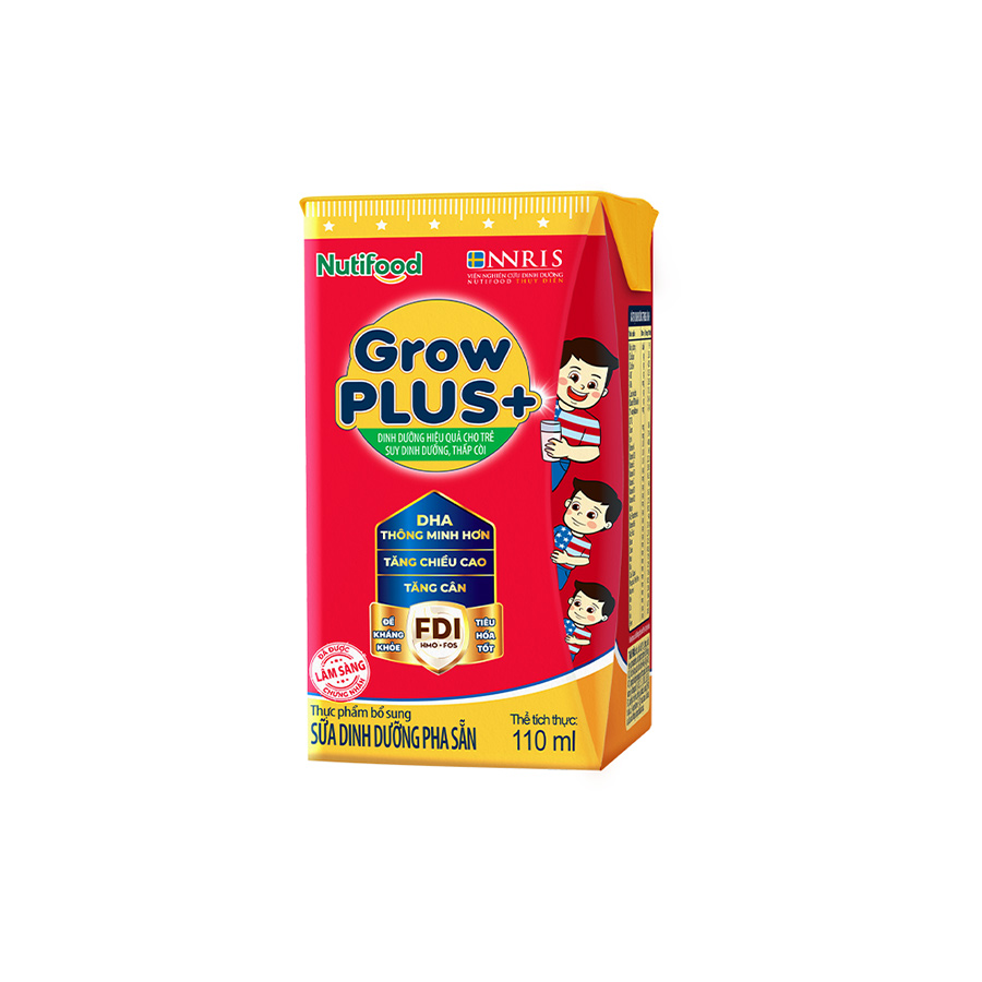 Thùng Sữa Bột Pha Sẵn Nutifood GrowPLUS+ Suy Dinh Dưỡng - Tăng Cân, Tăng Chiều Cao (48 Hộp x 110ml)