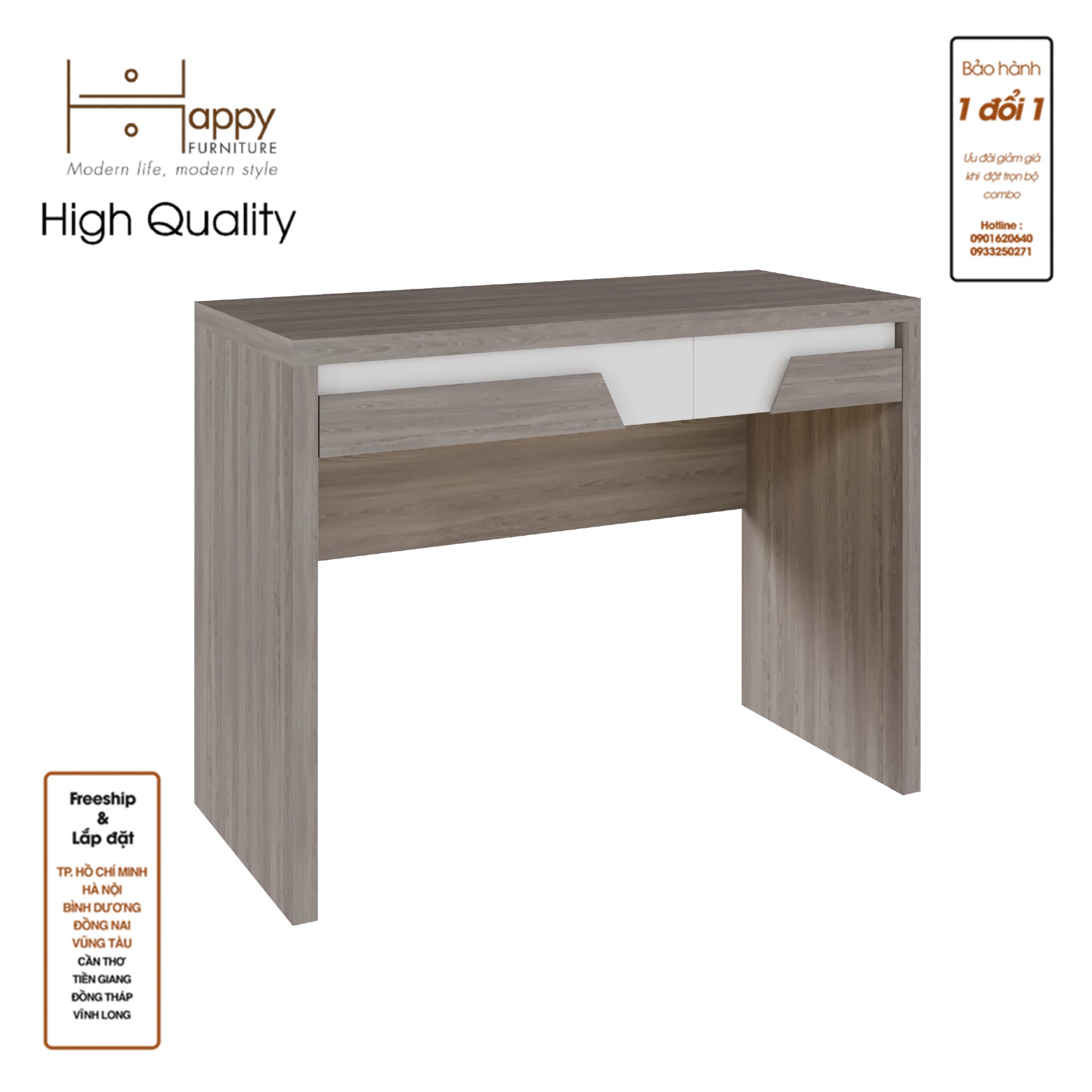 [Happy Home Furniture] PONIX, Bàn trang điểm 2 ngăn kéo, 100cm x 45cm x 75cm ( DxRxC), BAN_066