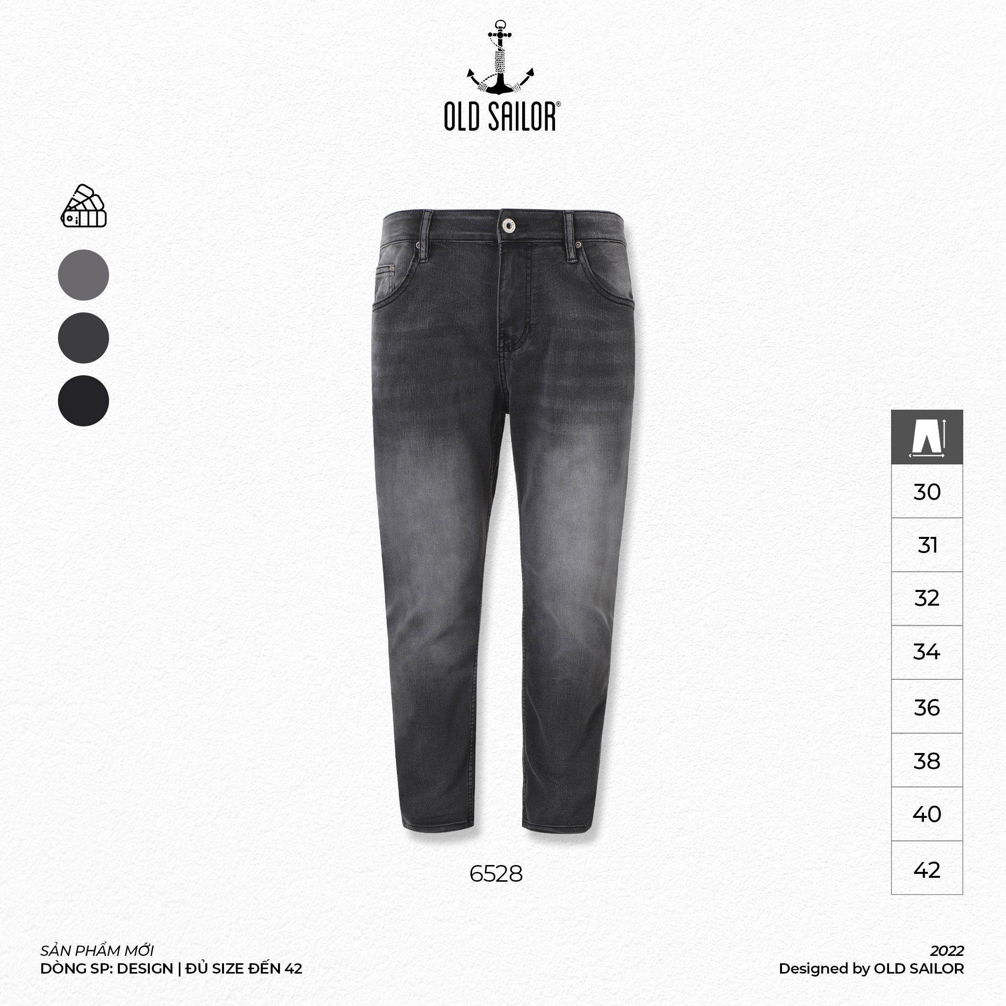 Quần jean nam Old Sailor - OSL SLIM JEANS - BLACK - Big size upto 42