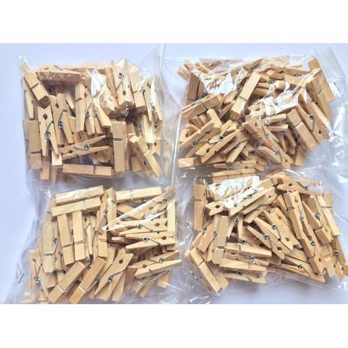 Sỉ gói 50 kẹp ảnh gỗ màu size 25mm Tặng Kèm 5m dây cói treo ảnh