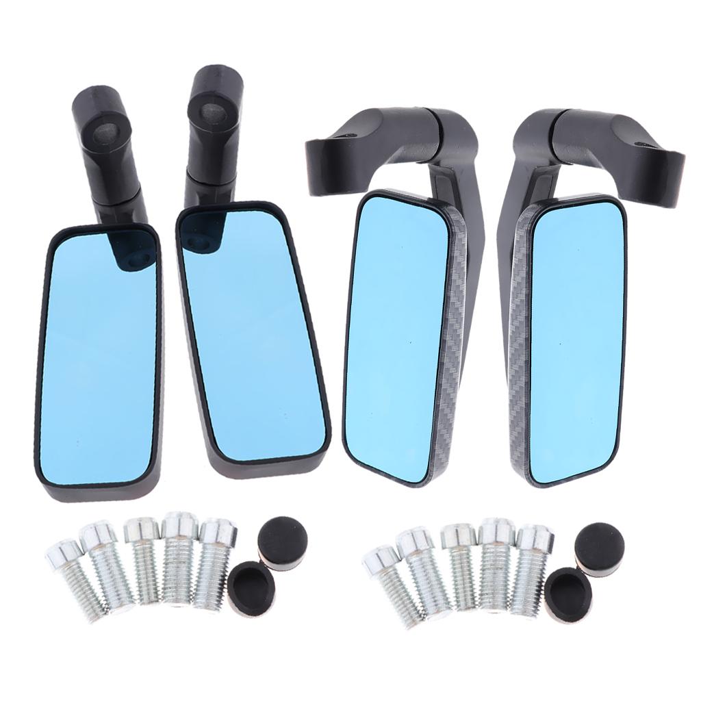 2 Colors Blue Glass Side Mirrors Rear view Mirrors for Motorcycle with 8mm 10mm Thread Bolts, Left & Right