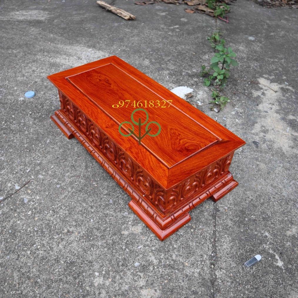 Đế hoa lá tây chữ nhật gỗ hương dài 50x23x14cm