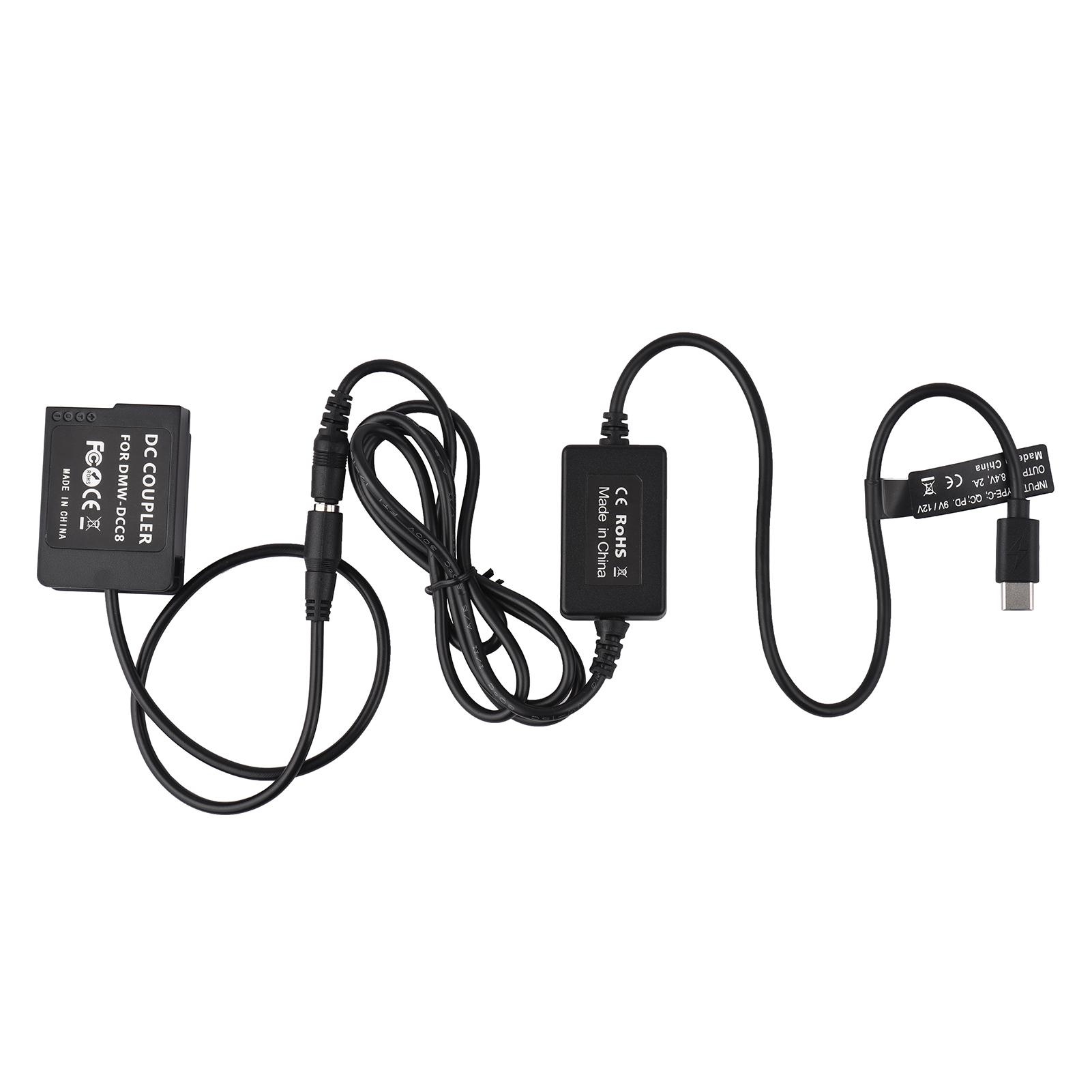 Hình ảnh PD USB Type-C Cable to DMW-DCC8 Dummy Battery DC Coupler DMW-BLC12 for Panasonic LUMIX DMC-FZ2500 G85 GX8 G7 GH2 DC-G99
