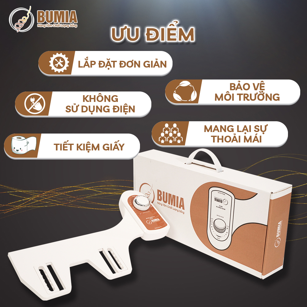 Vòi xịt vệ sinh thông minh gắn bồn cầu Bumia bidet bm02, bảo hành 36 tháng, lắp đặt vào các loại bồn cầu có sẵn tại nhà