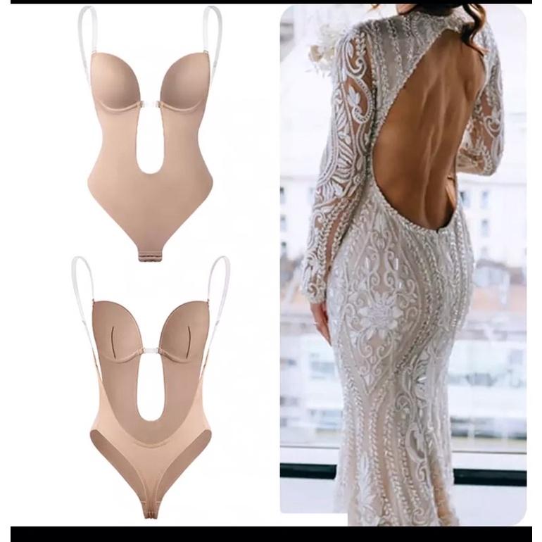 Body suit gen mặc đầm hở lưng hở ngực- nội y chuyên mặc váy cưới đầm dự tiệc