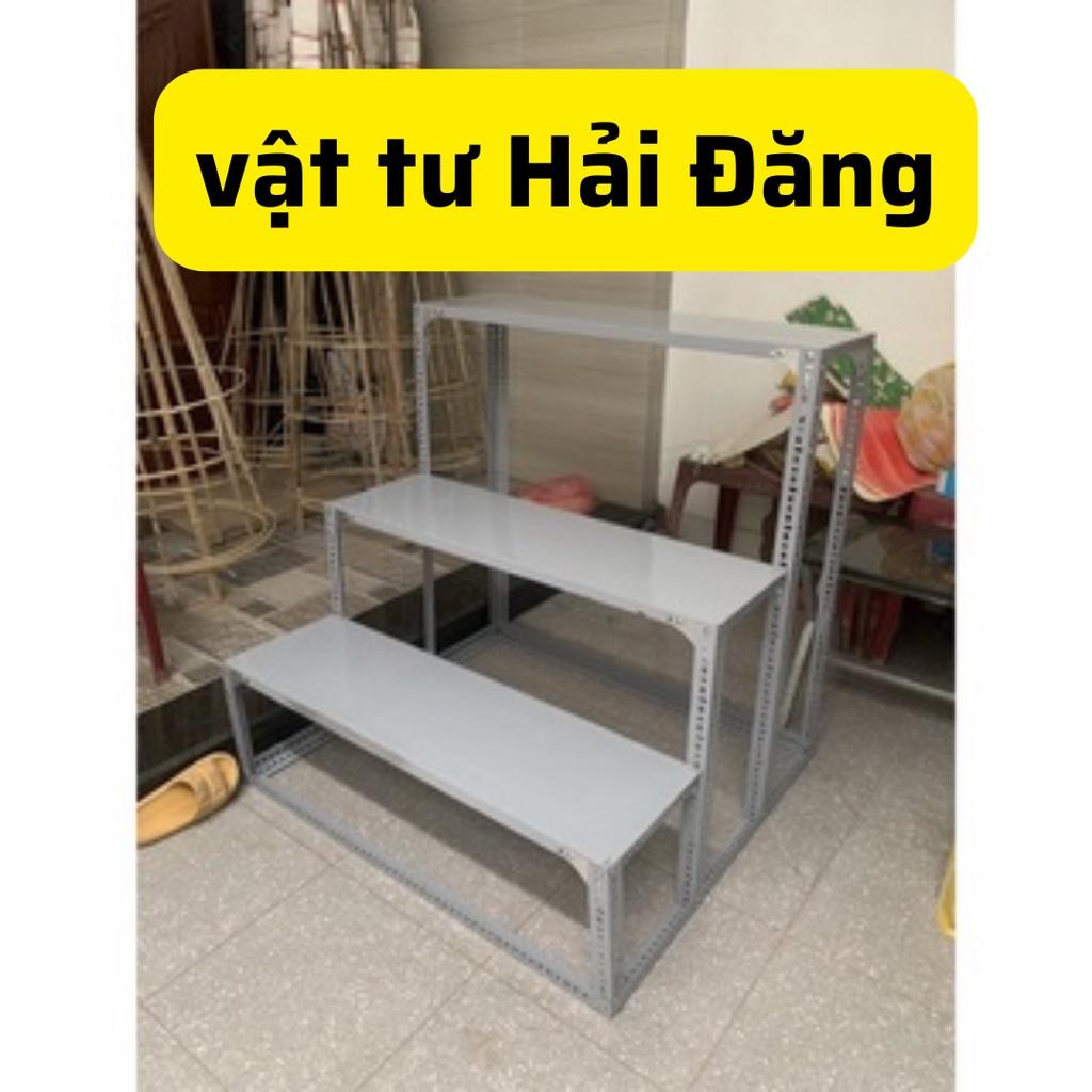 (sắt V4 - Rộng 40cm) kệ sắt mâm v lỗ bậc thang 3 tầng có bánh xe,kệ sắt bậc thang3 tầng cao nhiều kích thước