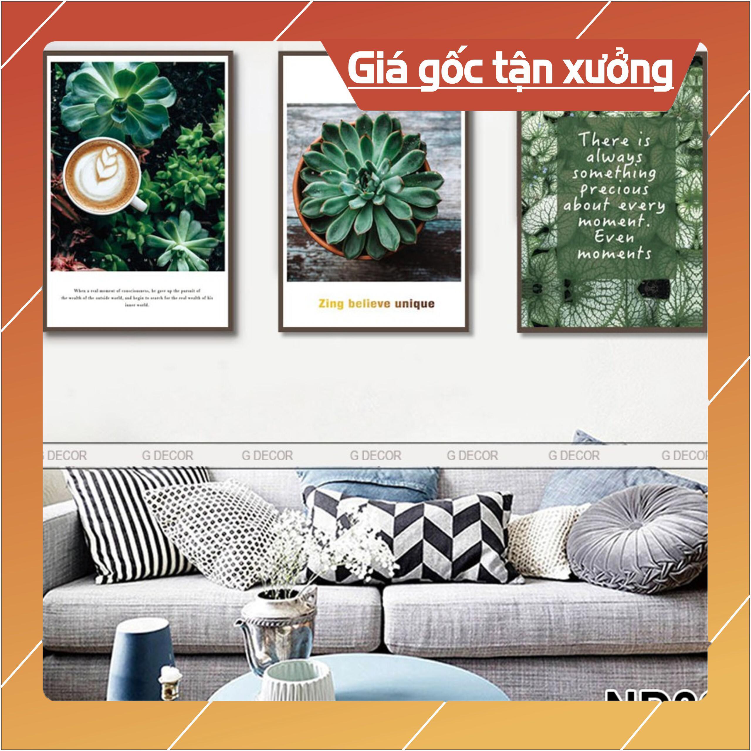 Bộ tranh treo tường phong thủy trang trí nội thất lá cây mang thiên nhiên đến cho ngôi nhà