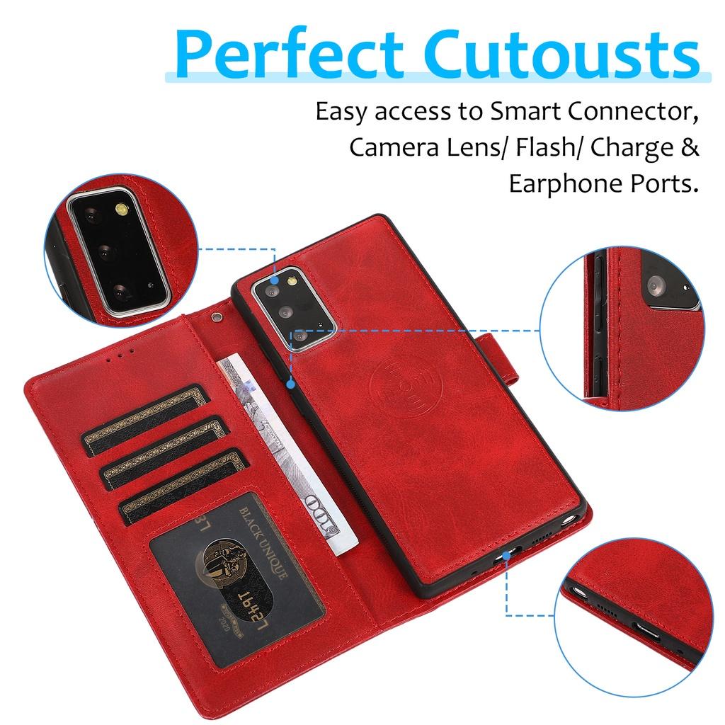 Bao da điện thoại nắp lật da TPU 2 trong 1 phối ví cho Samsung Galaxy Note10+ Note 9 Note20 Ultra Note10 Lite