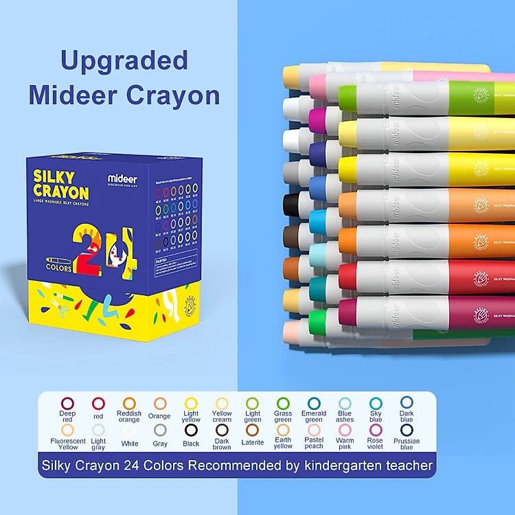 Bút Sáp Lụa tập tô an toàn dễ tẩy rửa chính hãng Mideer - Mideer Silky Washable Crayons