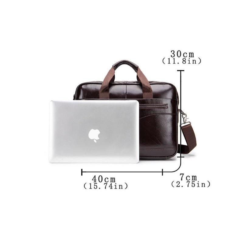 Túi laptop công sở Da Bò Thật Cặp laptop 15,6 inch đi làm Túi quai xách laptop Tuxa