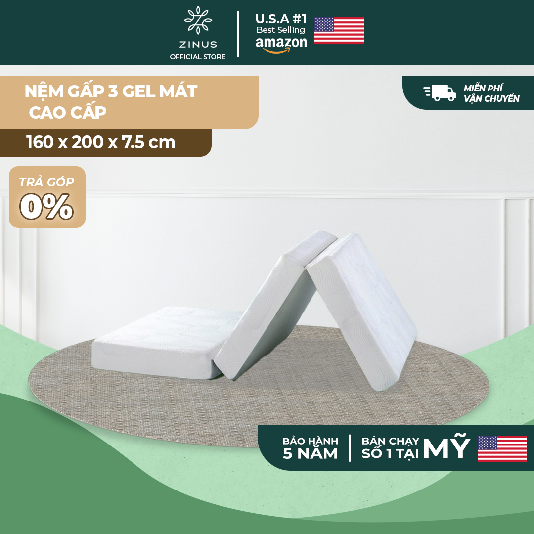 Nệm Gel Mát Gấp 3 Zinus Tri-Fold Mattress